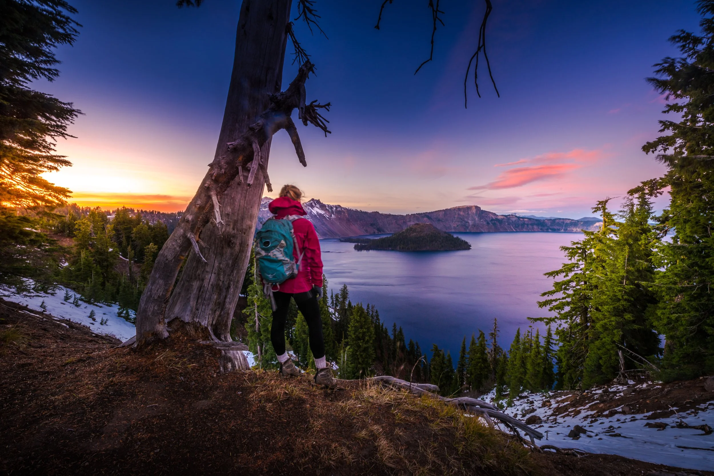 Hiker above Crater Lake.