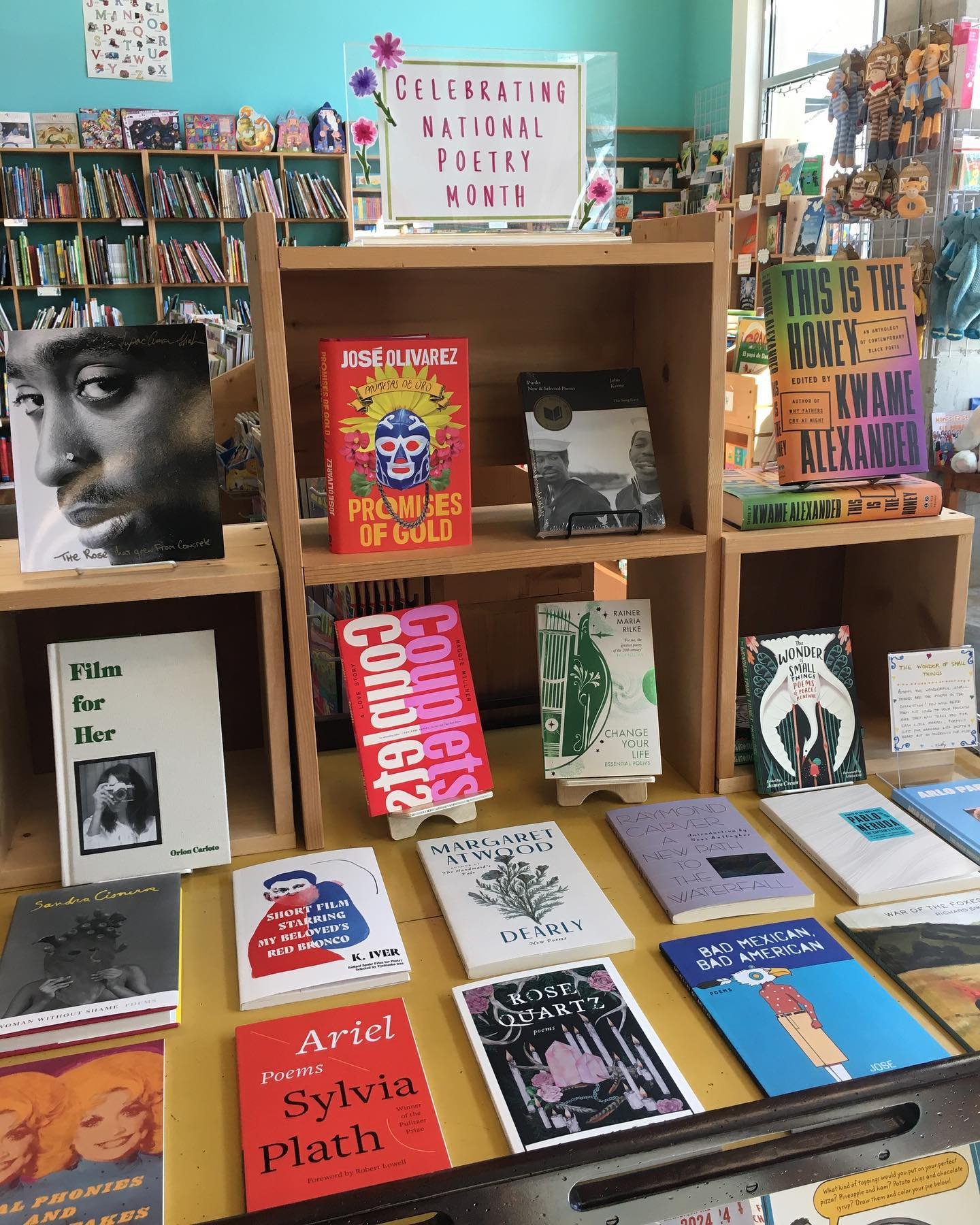 Happy National Poetry Month! We have displays around the store showcasing our picks for this month. Come in and browse!

#nationalpoetrymonth #womenpoets #childrenspoetrybooks