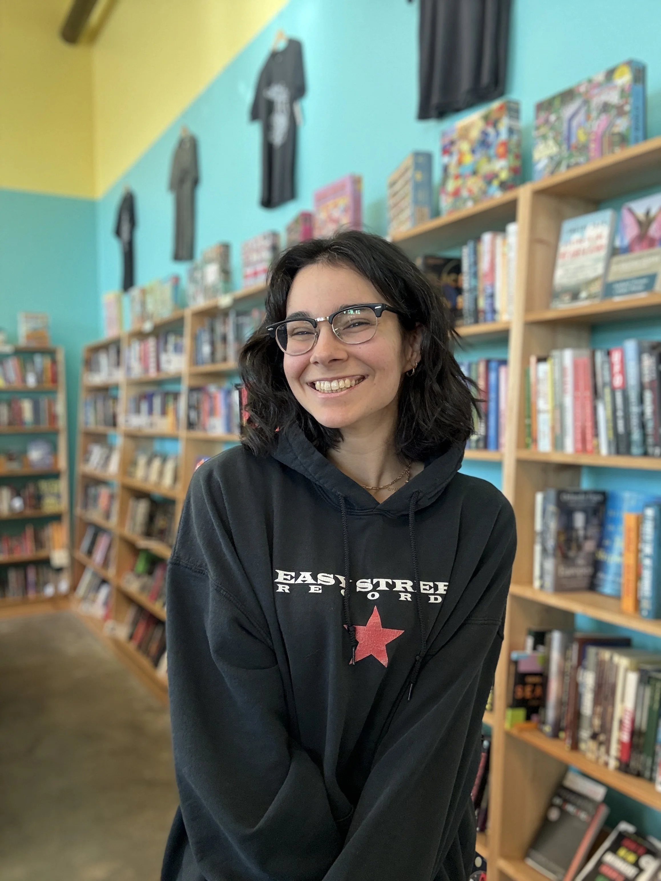 A photo of Anna in the bookstore.