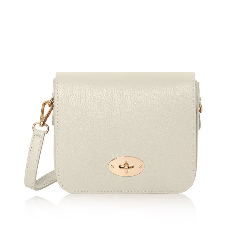 PS562-Cream leather shoulder bag