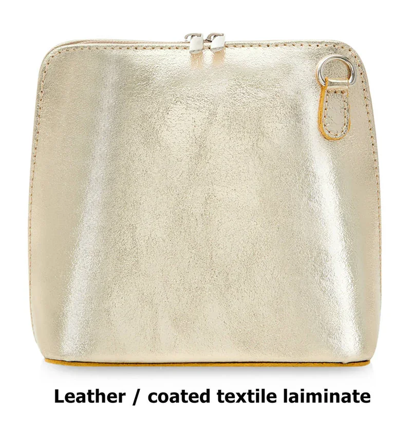 PS14.  Gold leather cross body bag.
