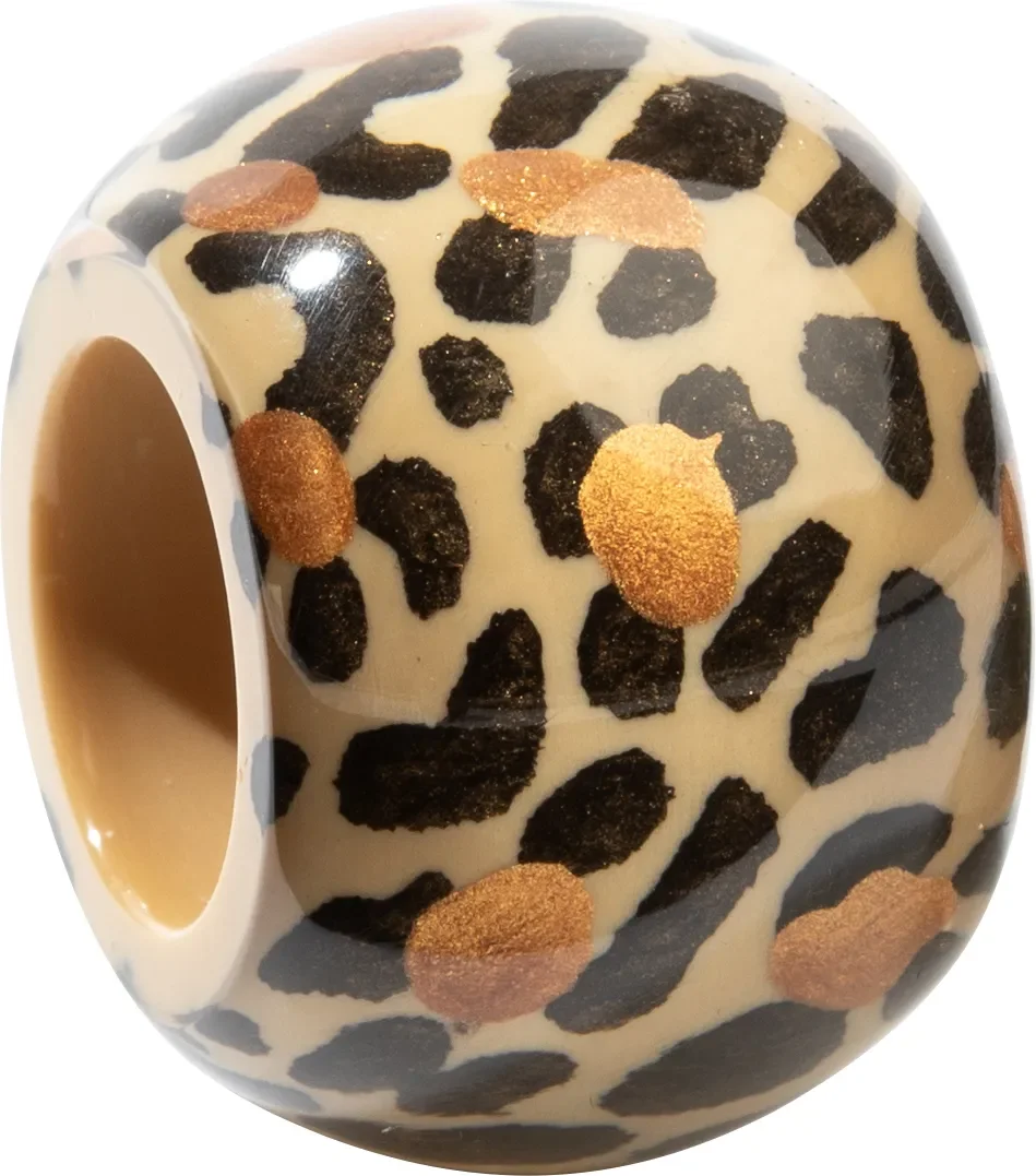 BCLEP.  Leopard hand painted resin bead by Zsiska