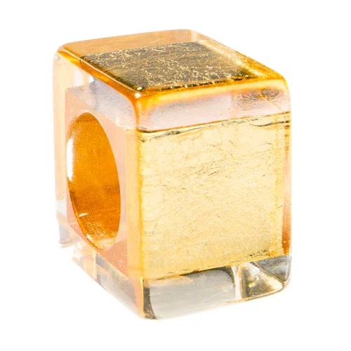 SCGF0.  Gold leaf cube bead by Zsiska