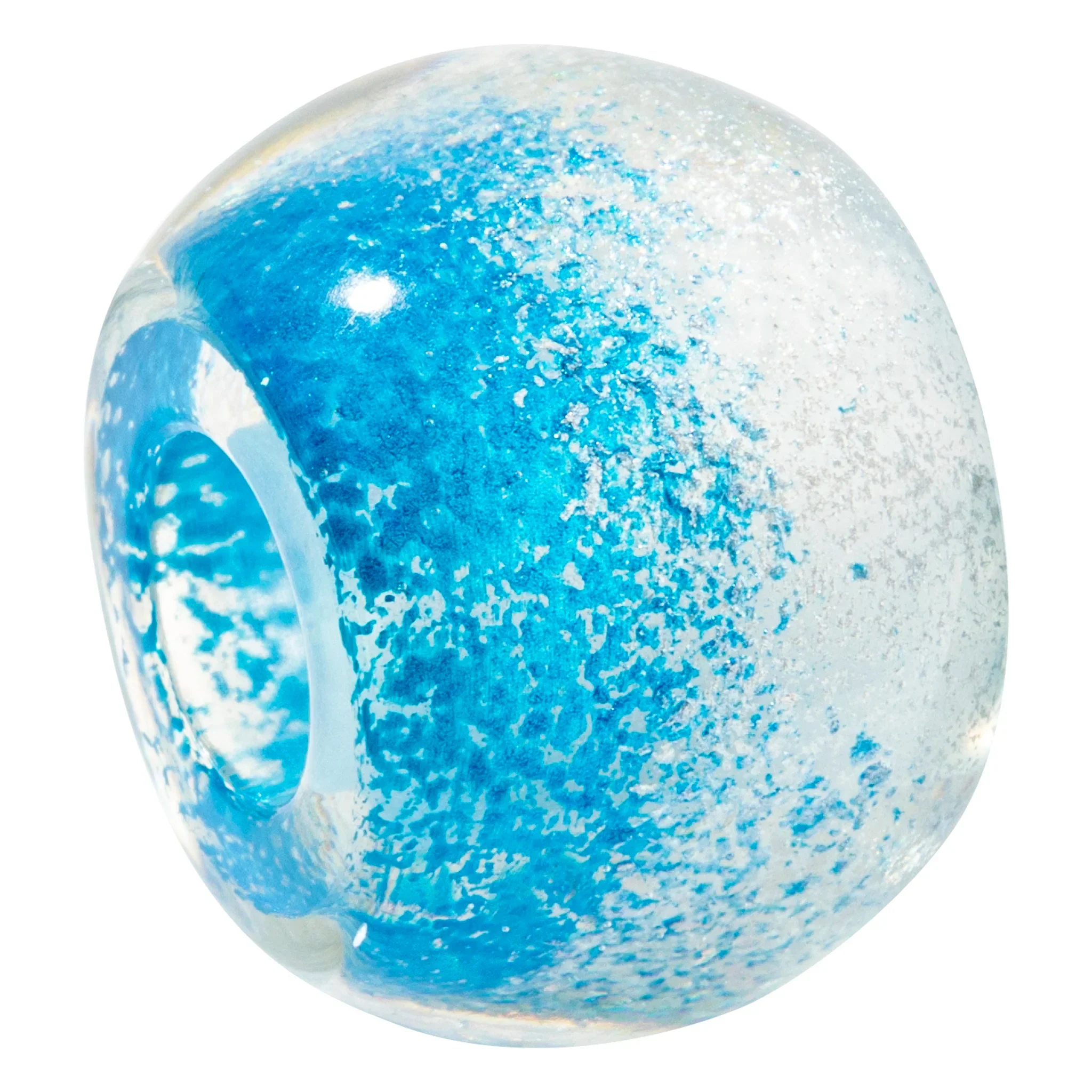 Blue and white resin bead by Zsiska