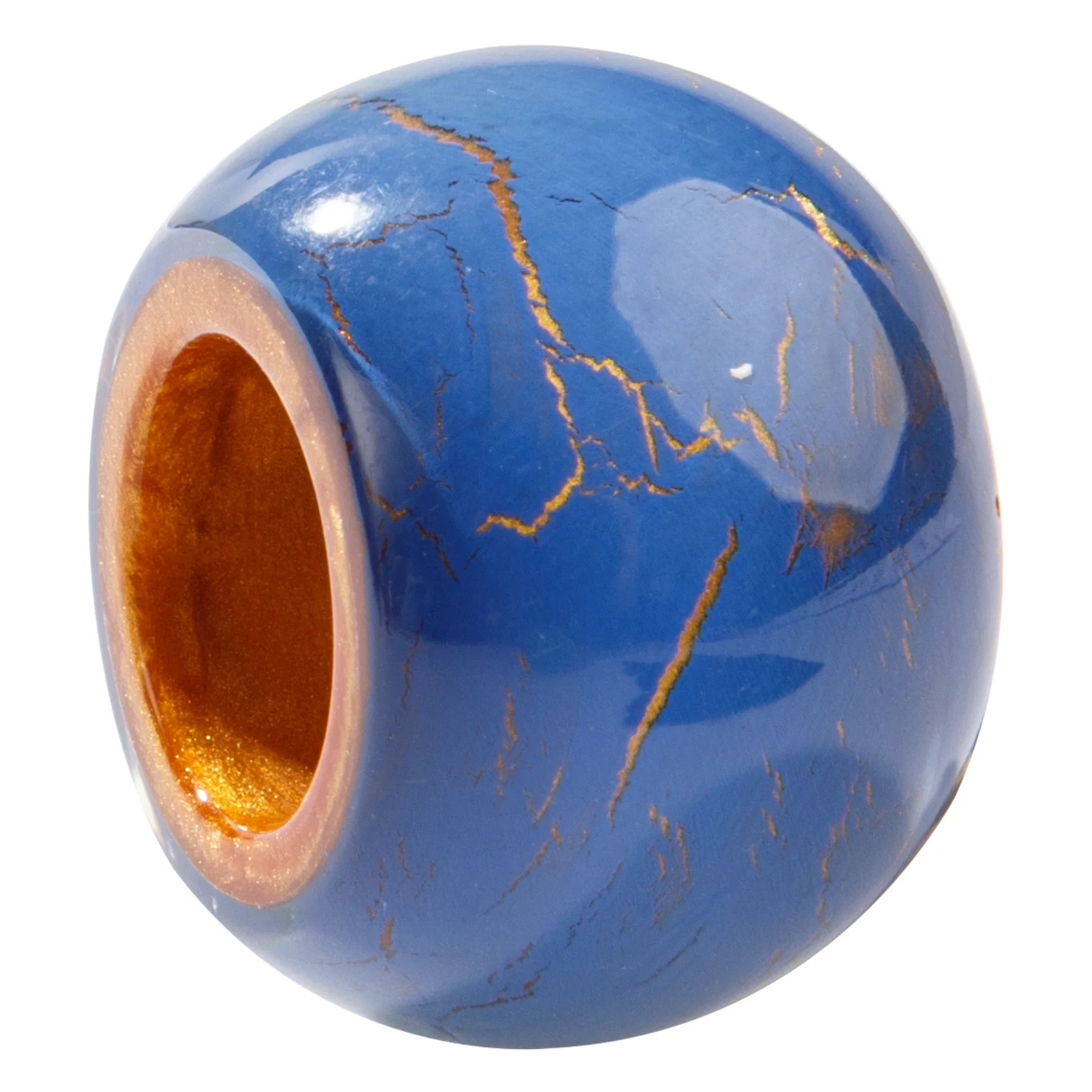 MUSEE13B.  Blue crackle finish resin bead by Zsiska