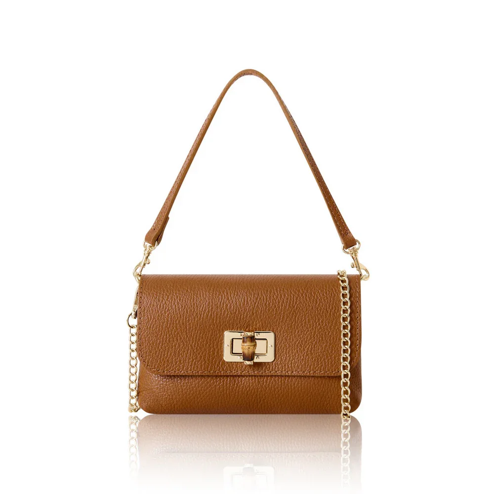 PS652A.  Dark tan leather evening bag
