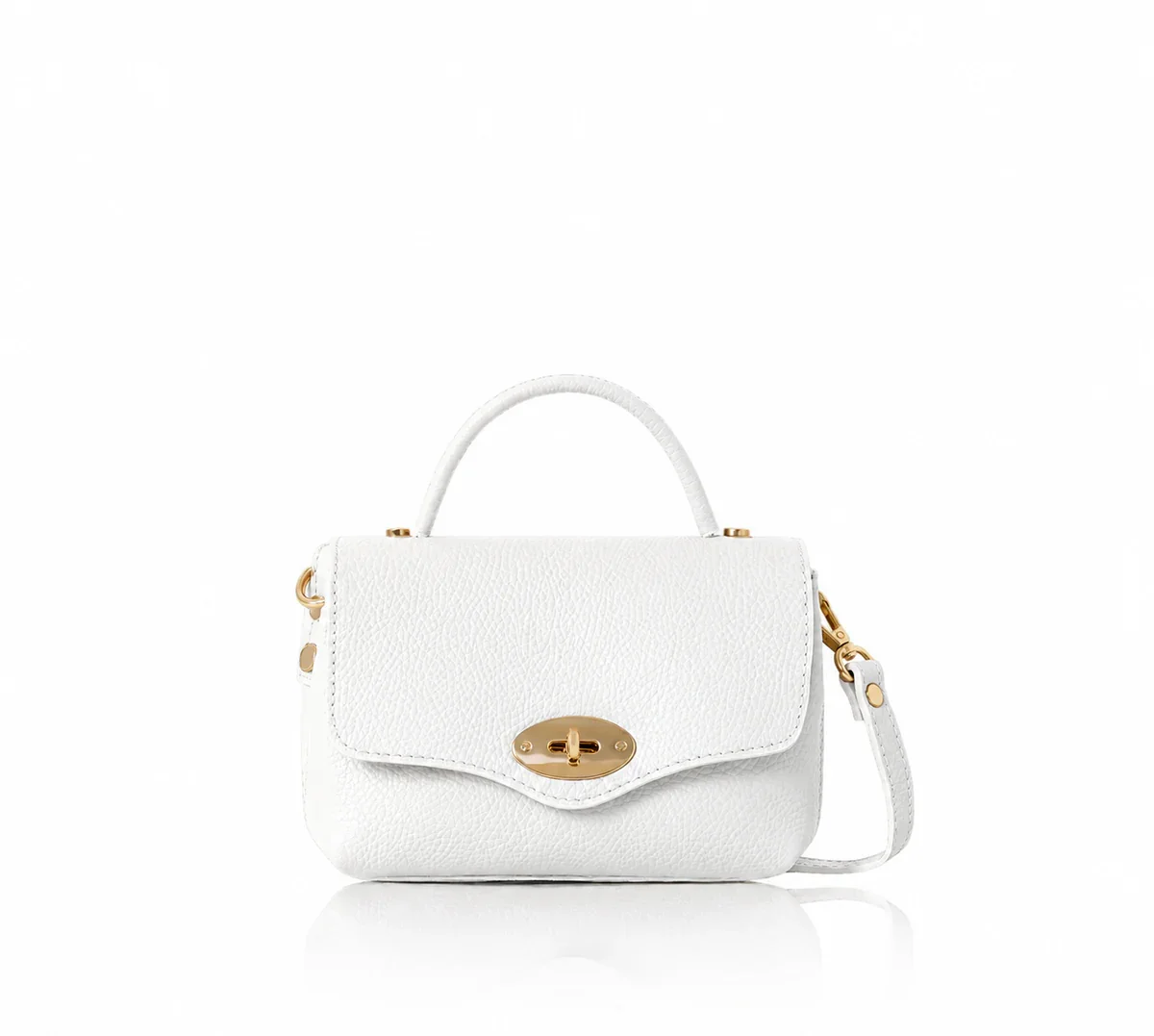 PS691.  White leather hand/shoulder bag
