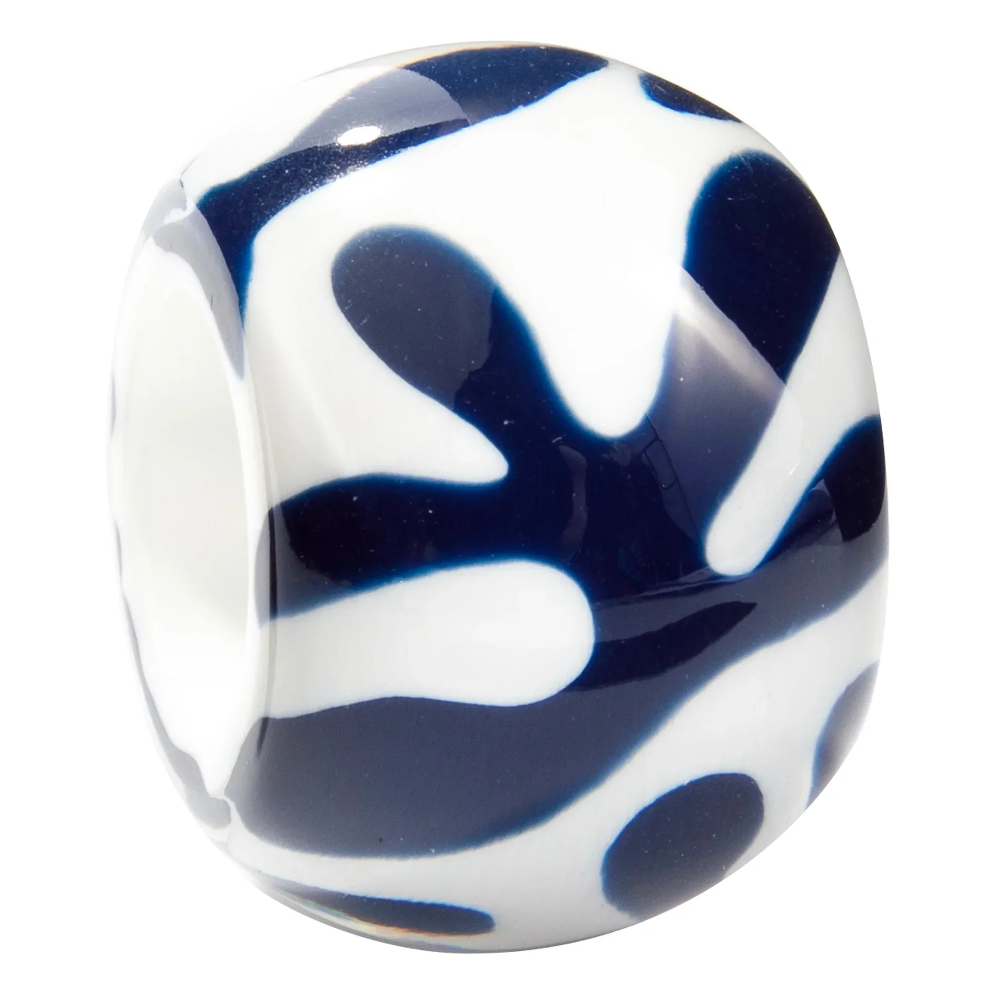 MUSEE70C.  Navy and white resin bead by Zsiska