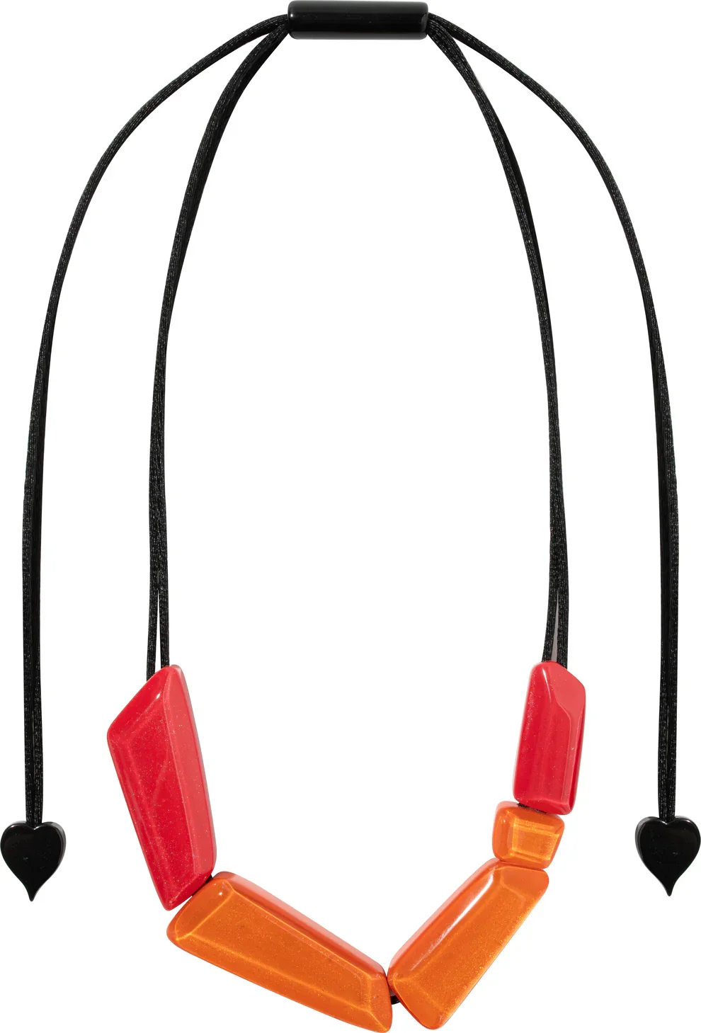 Orange and red resin necklace by Zsiska