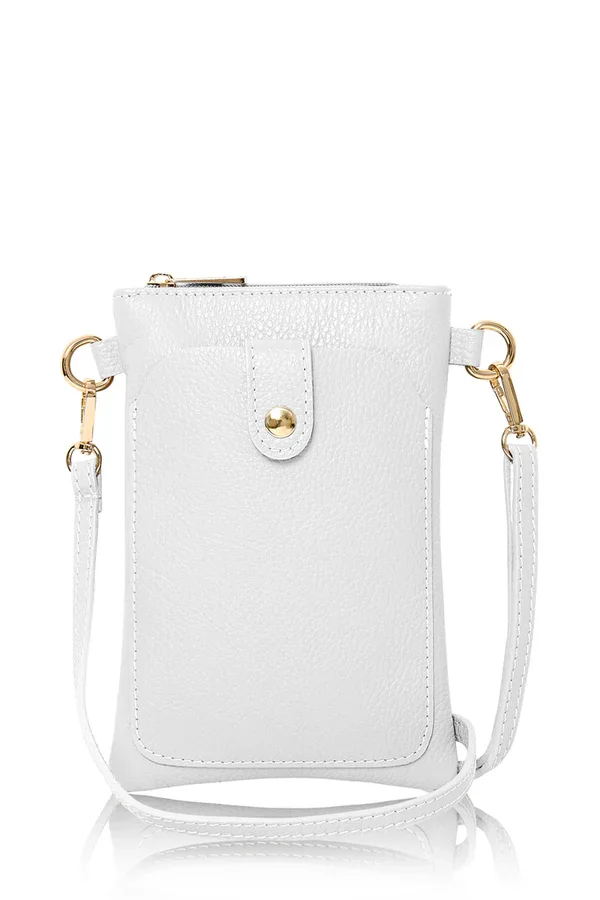 PS522.  White Italian leather phone bag
