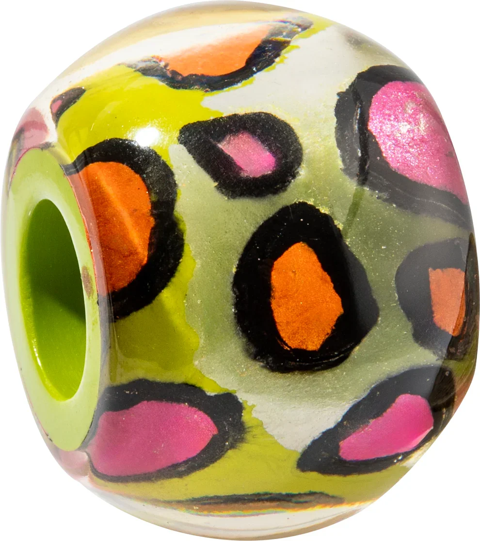 BFUN2.  Lime and pink resin bead by Zsiska