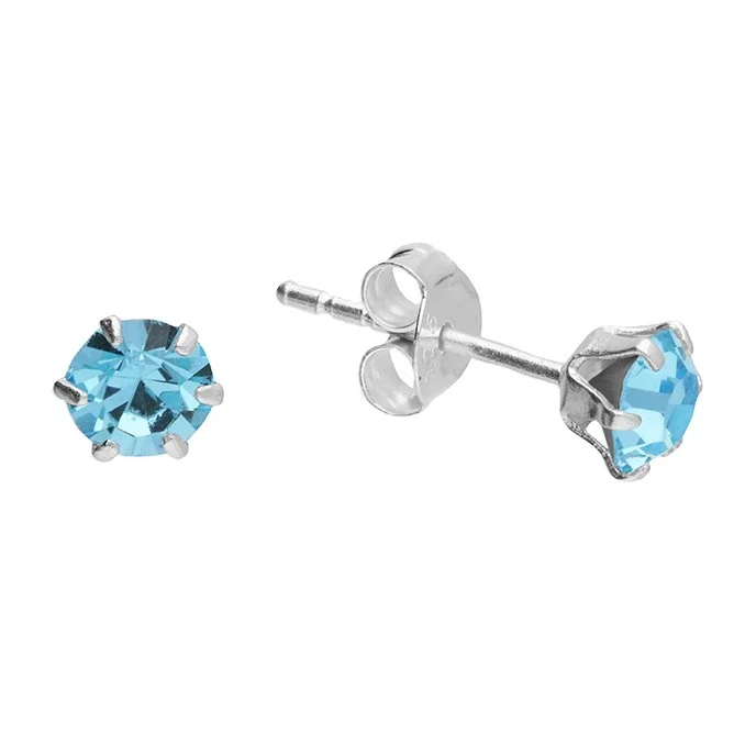4495/F.  Sterling silver aqua stud earrings