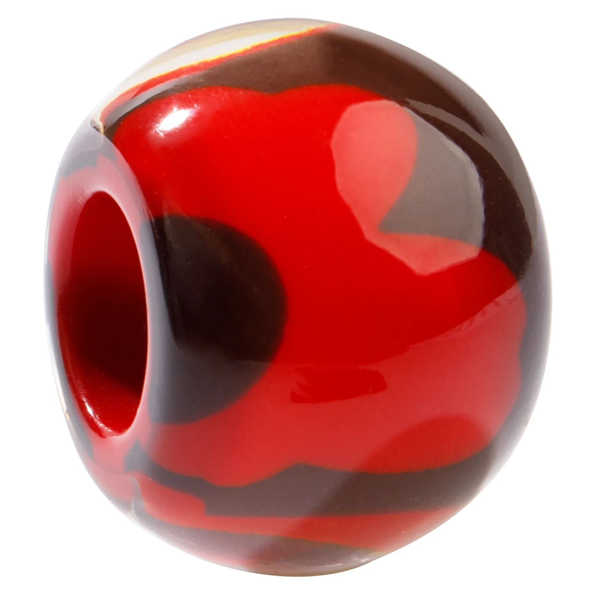 FLOWRE.  Red flower on black resin bead by Zsiska