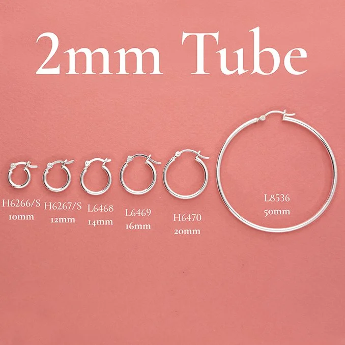 L6468.  14 mm sterling silver small hoop earrings
