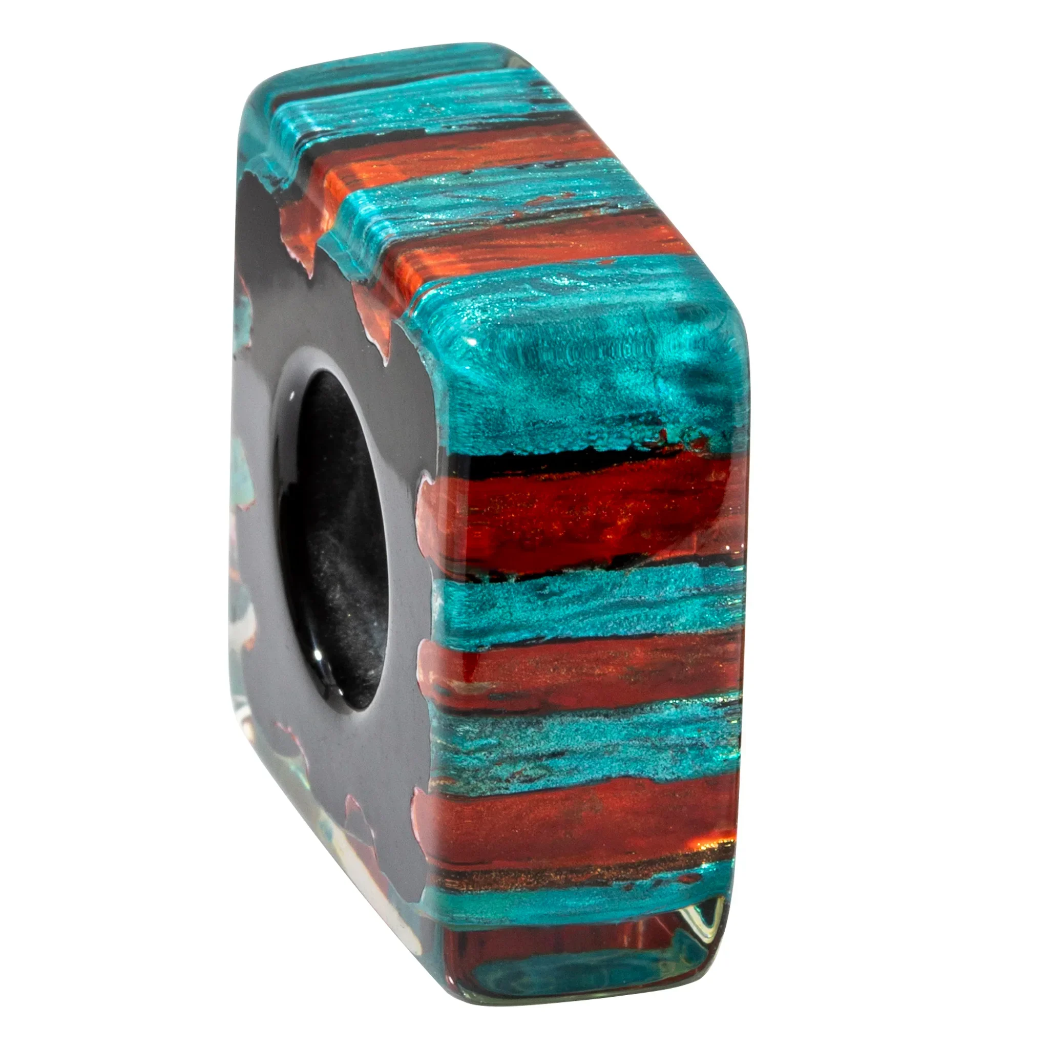 BLO01.  Striped resin bead by Zsiska