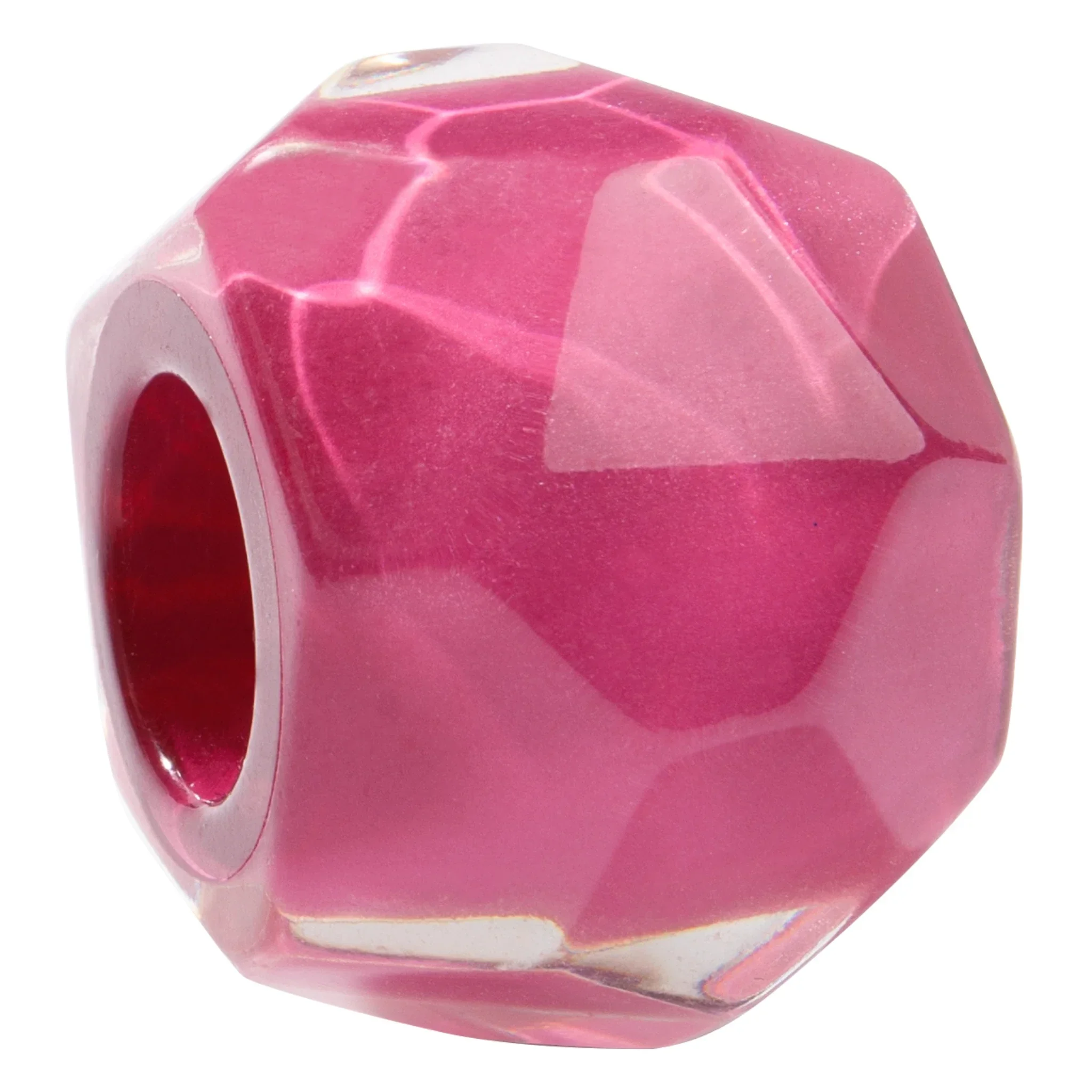 Pink faceted resin bead by Zsiska