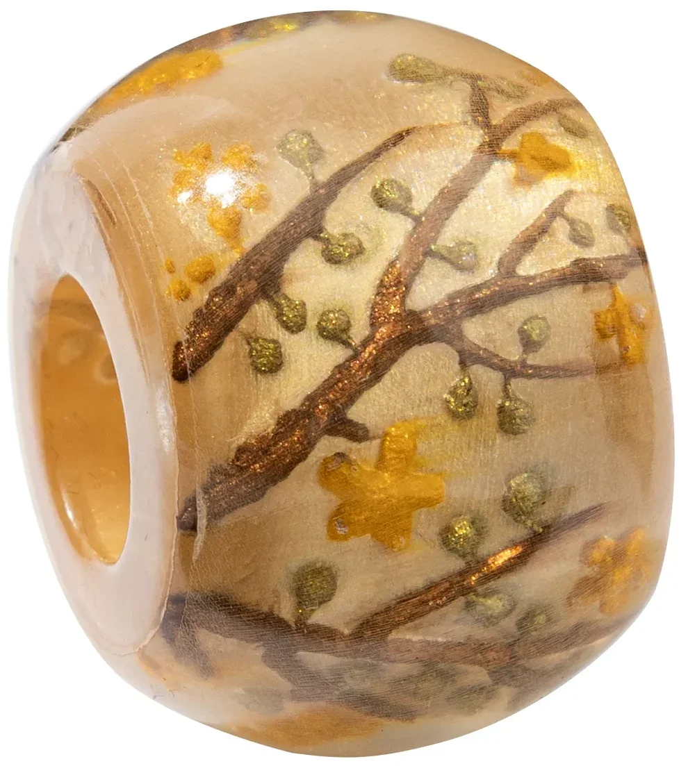 BCHAN. NEW A/W 2026.   Hand painted autumn branches on gold resin bead by Zsiska