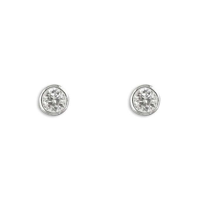 R9454/C.  Sterling silver rub over cz stud earrings