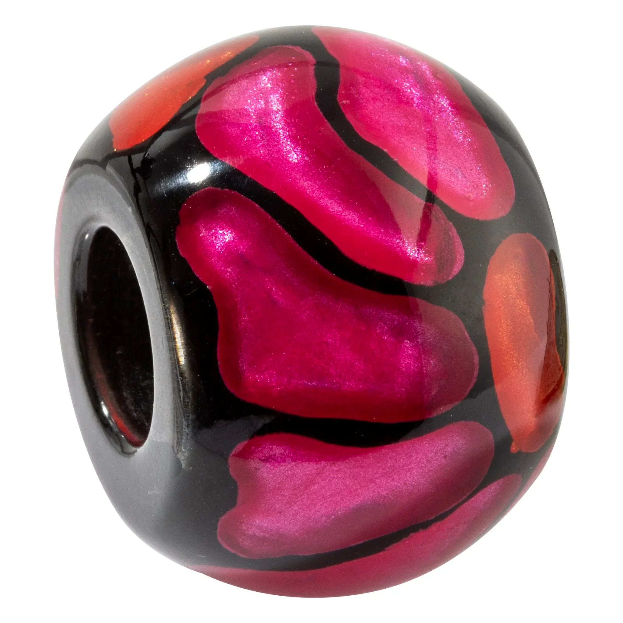 BBL01.  Red pink and black resin bead by Zsiska