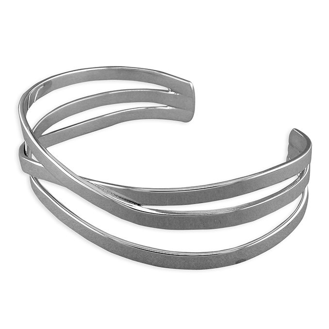 R7352.  Sterling silver 3 strip open bracelet