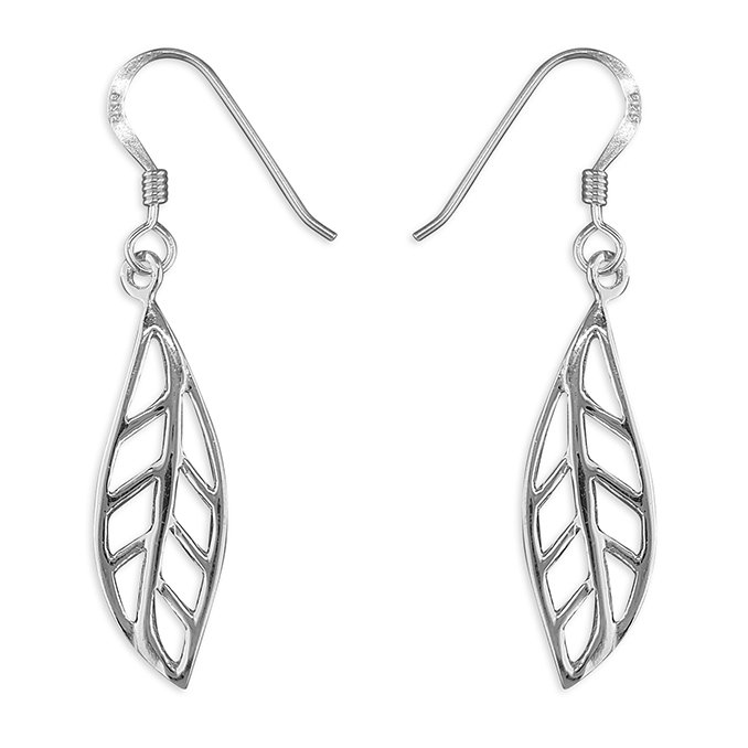 H1466.  Sterling silver cut -out leaf drop earrings