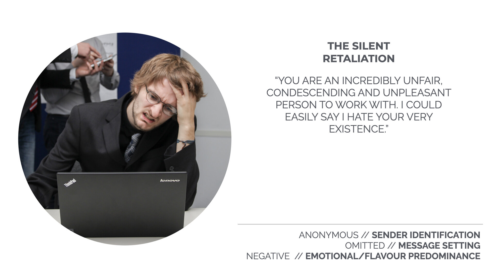 Jeff sends his boss an anonymous box of “émoi” that embodies his pent-up frustration.