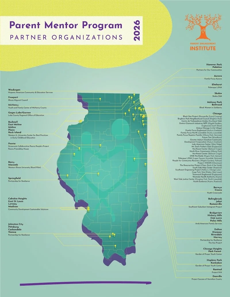 2026 IL sites by community group with pins for locations