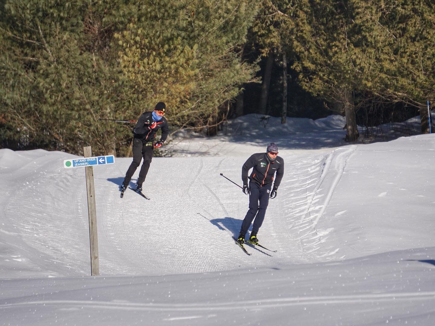 These guys are zipping along the @craftsburyoutdoorcenter trails already at 7:30 on a Monday morning! Can anyone guess what they&rsquo;re up to? 

Hint: it&rsquo;s a skiing feat that will take them from Greensboro to Great Hosmer and everywhere in be