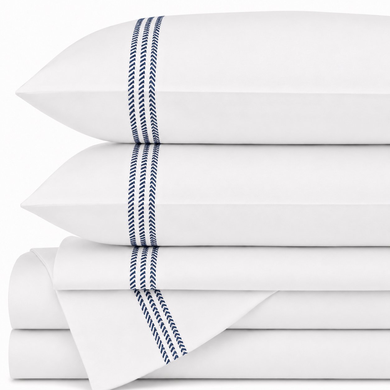 Navy Herringbone Sheet Set