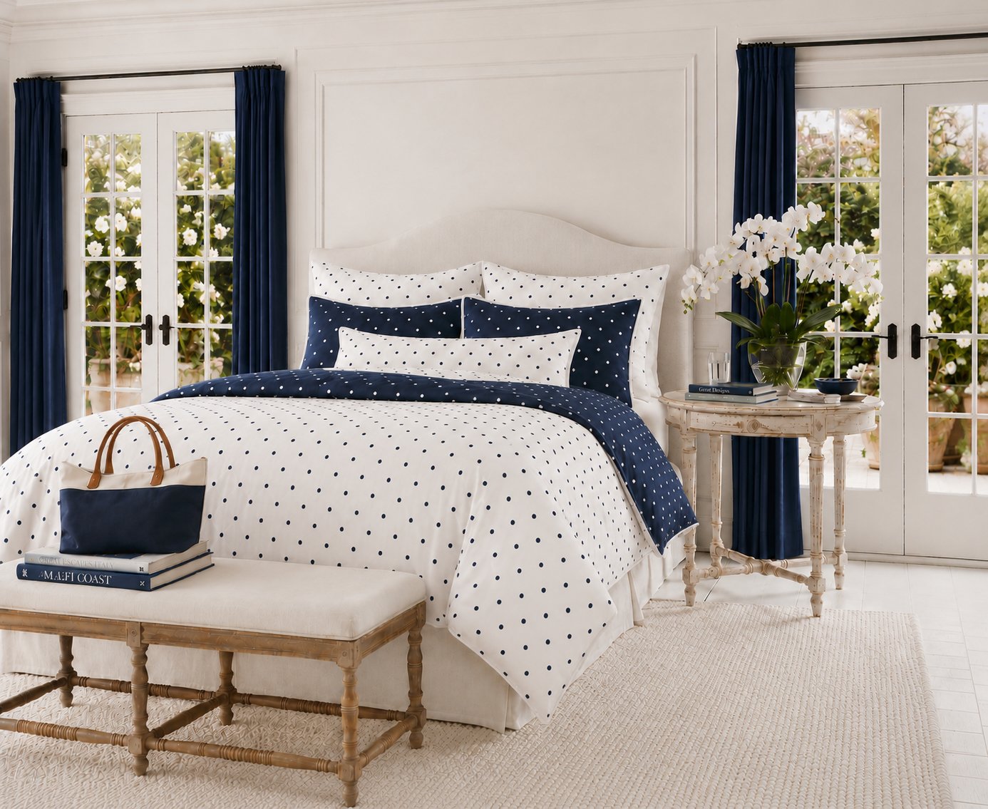 Navy Dots Reverse Bedding.jpg