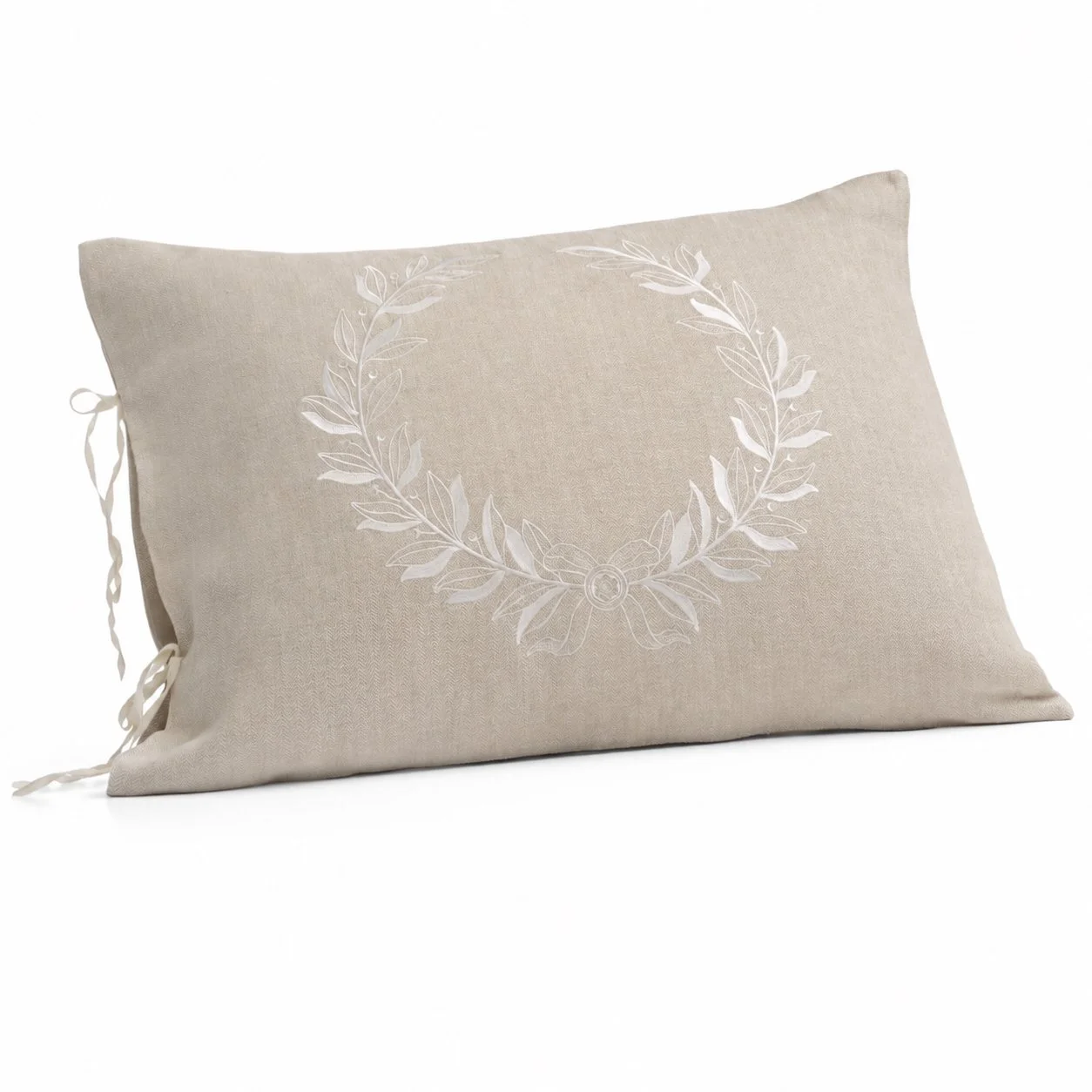 Laurel Wreath Herringbone Linen Sham.jpg