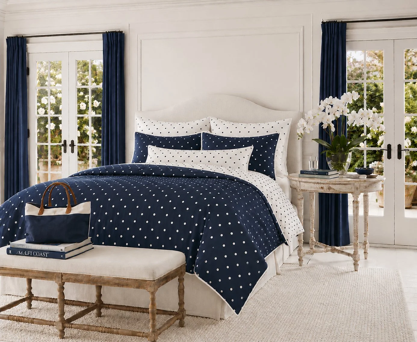 Navy and White Polka Dot Bedding Collection.jpg