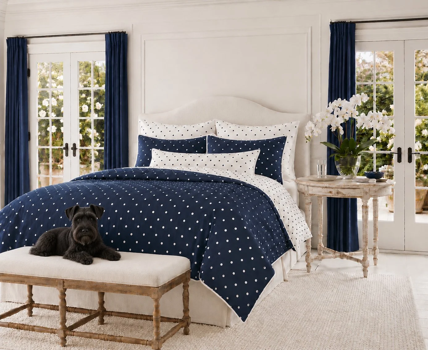 Polka Dot Bedding with Baron .jpg