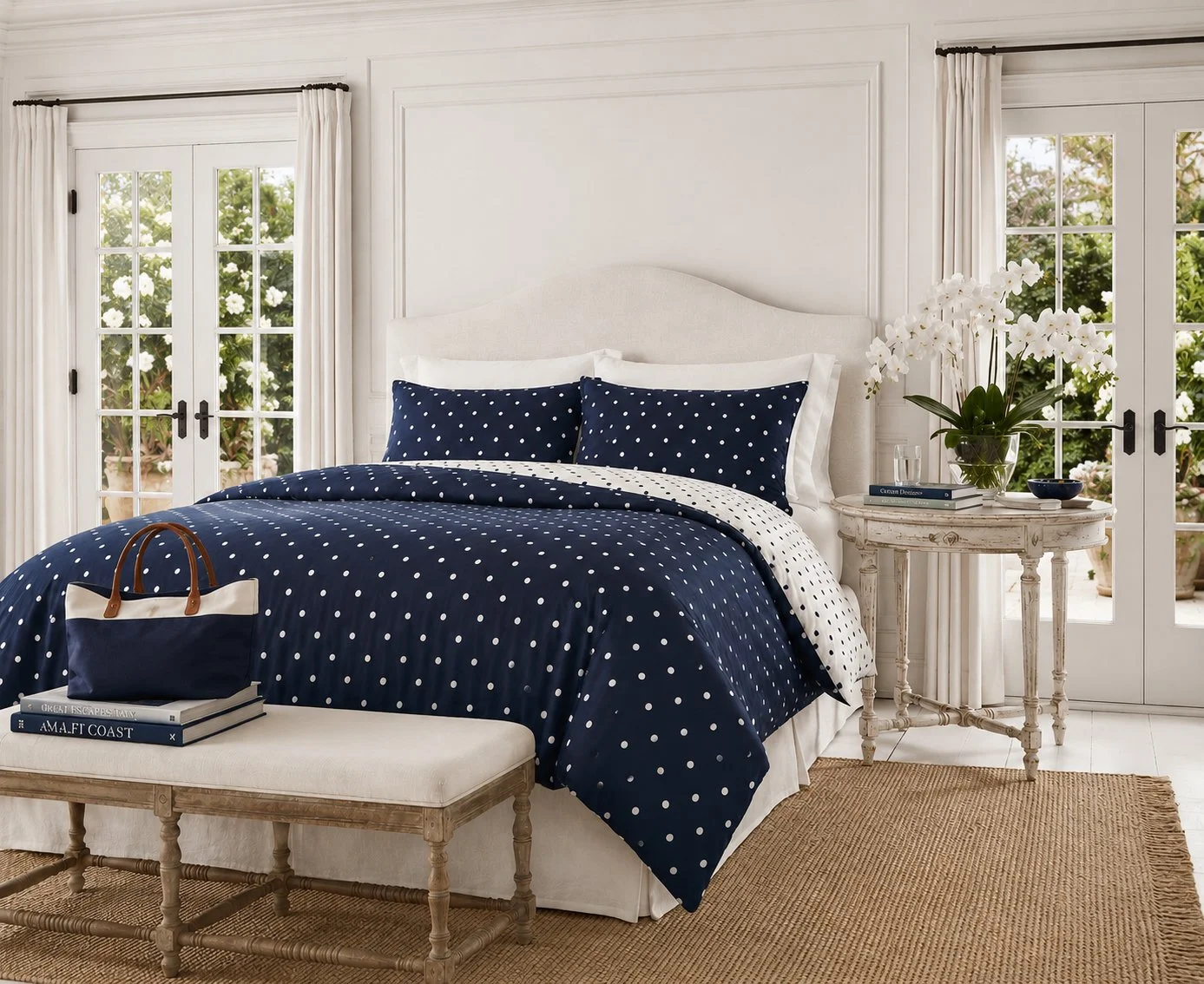 Navy and White Polka Dots Bedding.jpg