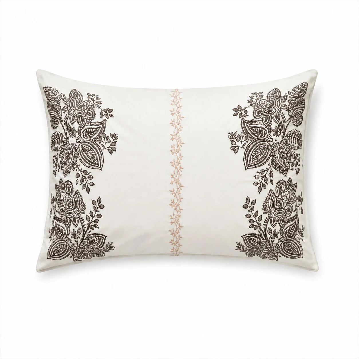 Raj Chocolate with Blush Cape Cod Embrodiery Shams