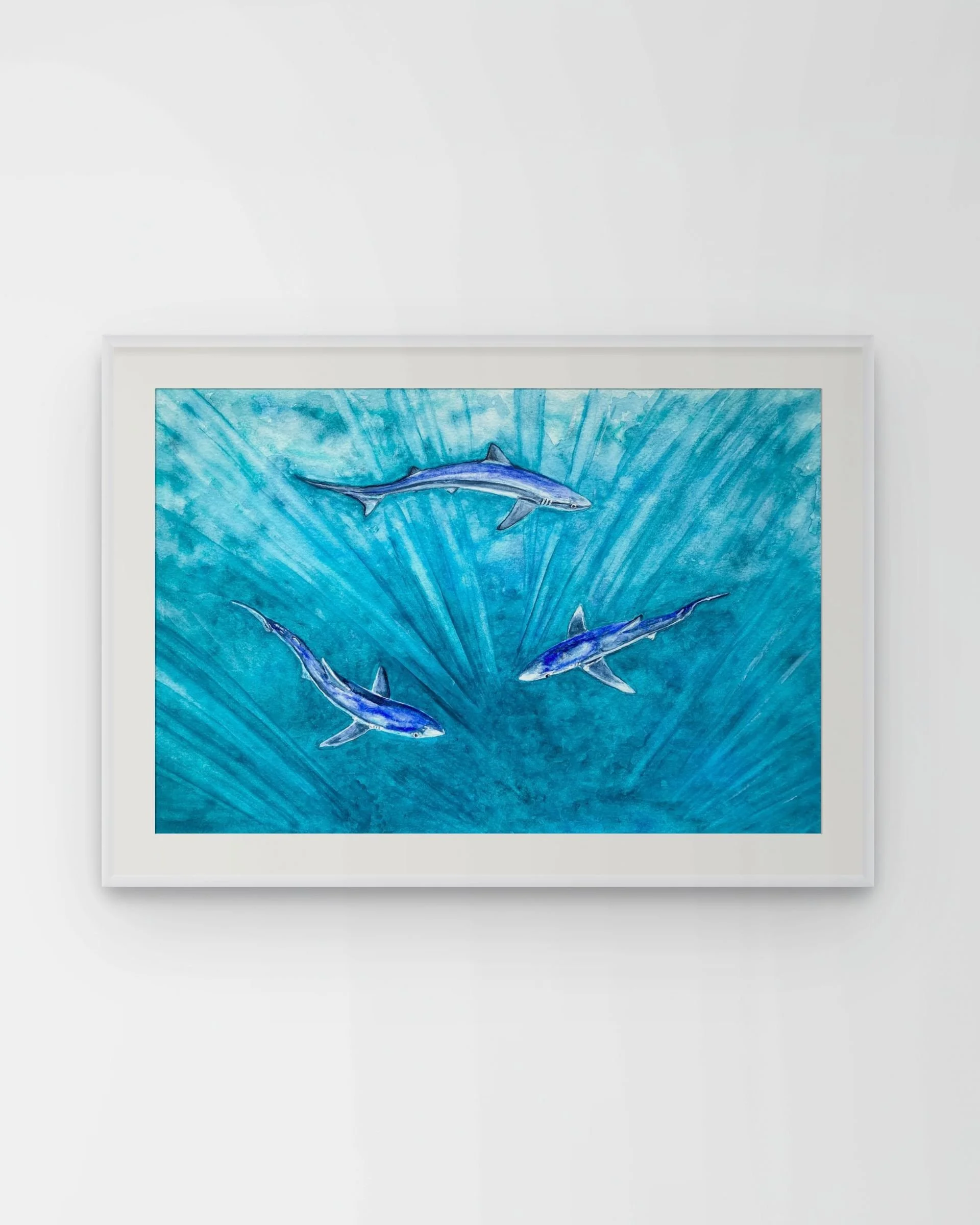 Our Shores, Blue Shark by Joy Clifton, Shark Art, Ocean painting, Underwater Painting, Seascape
