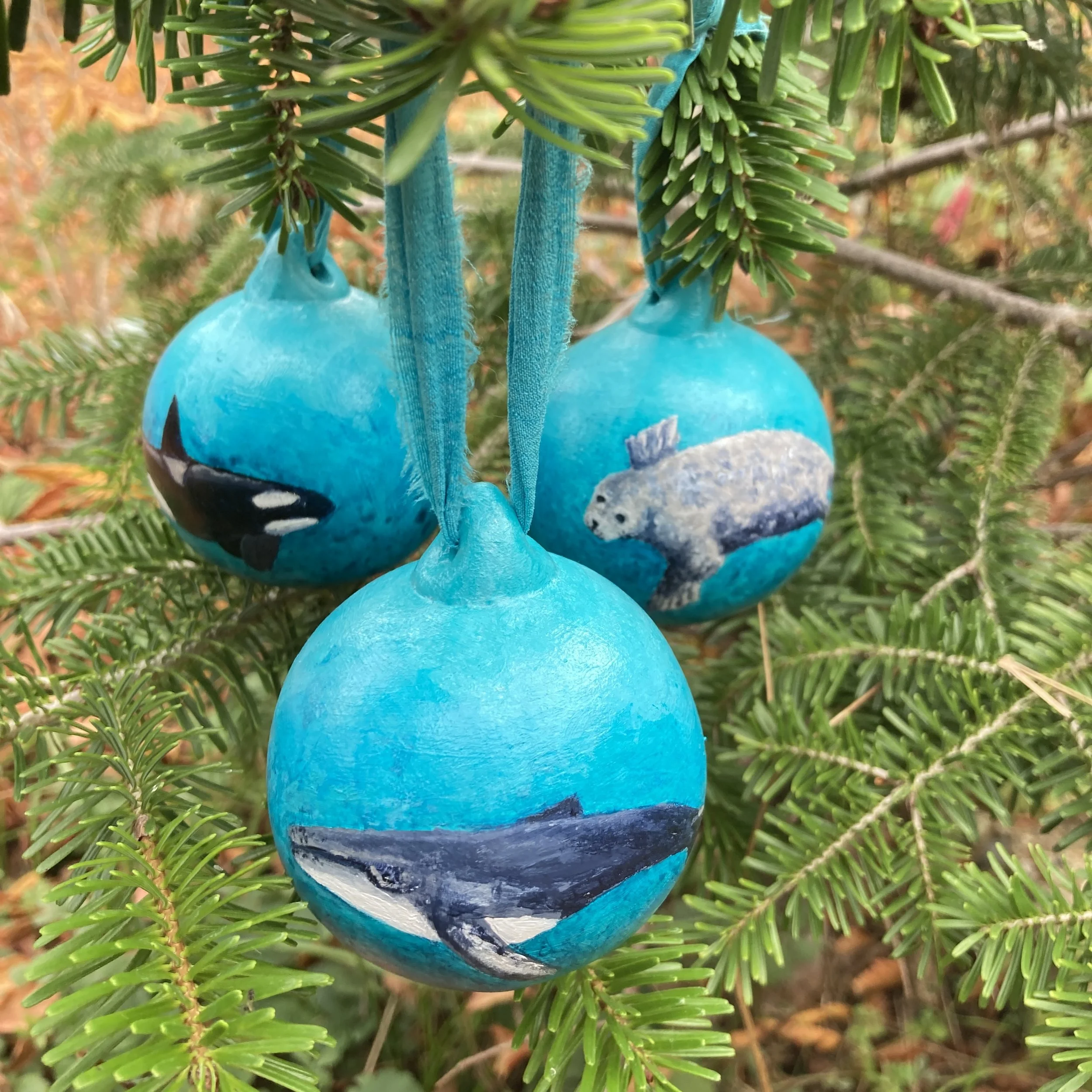 Hand Painted Ocean Mammals Ceramic Baubles - Beach Bauble, Surf Bauble, Ocean Bauble, Surf Gift, Christmas Gift, Christmas Bauble