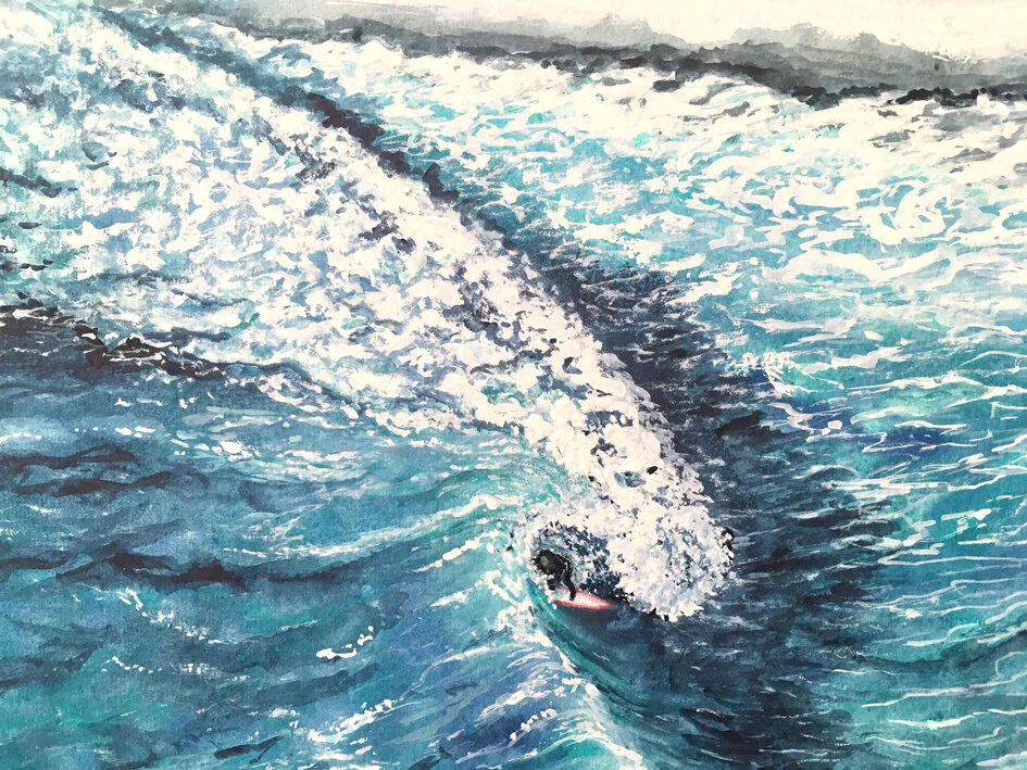 The Endless Winter, Pack of 4 - Art Greetings Cards, Surf Cards, Beach Cards, Surf Gift, Christmas Card
