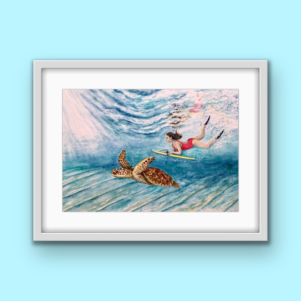 Sharing the Surf Green Turtle wall art 4.JPG