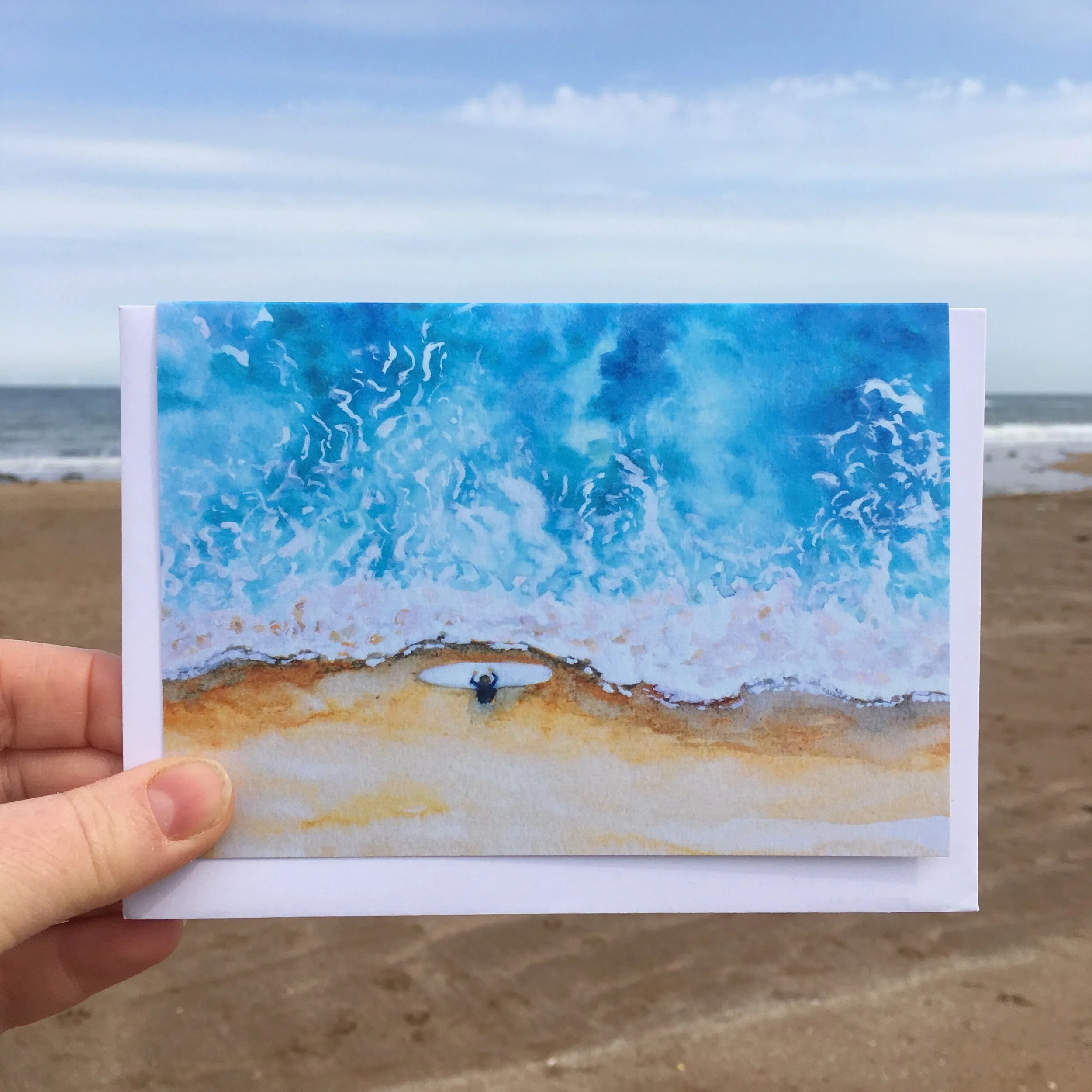 Moment of Calm - Art Greetings Card, Beach Card, Surf Card, Surfing Birthday Card