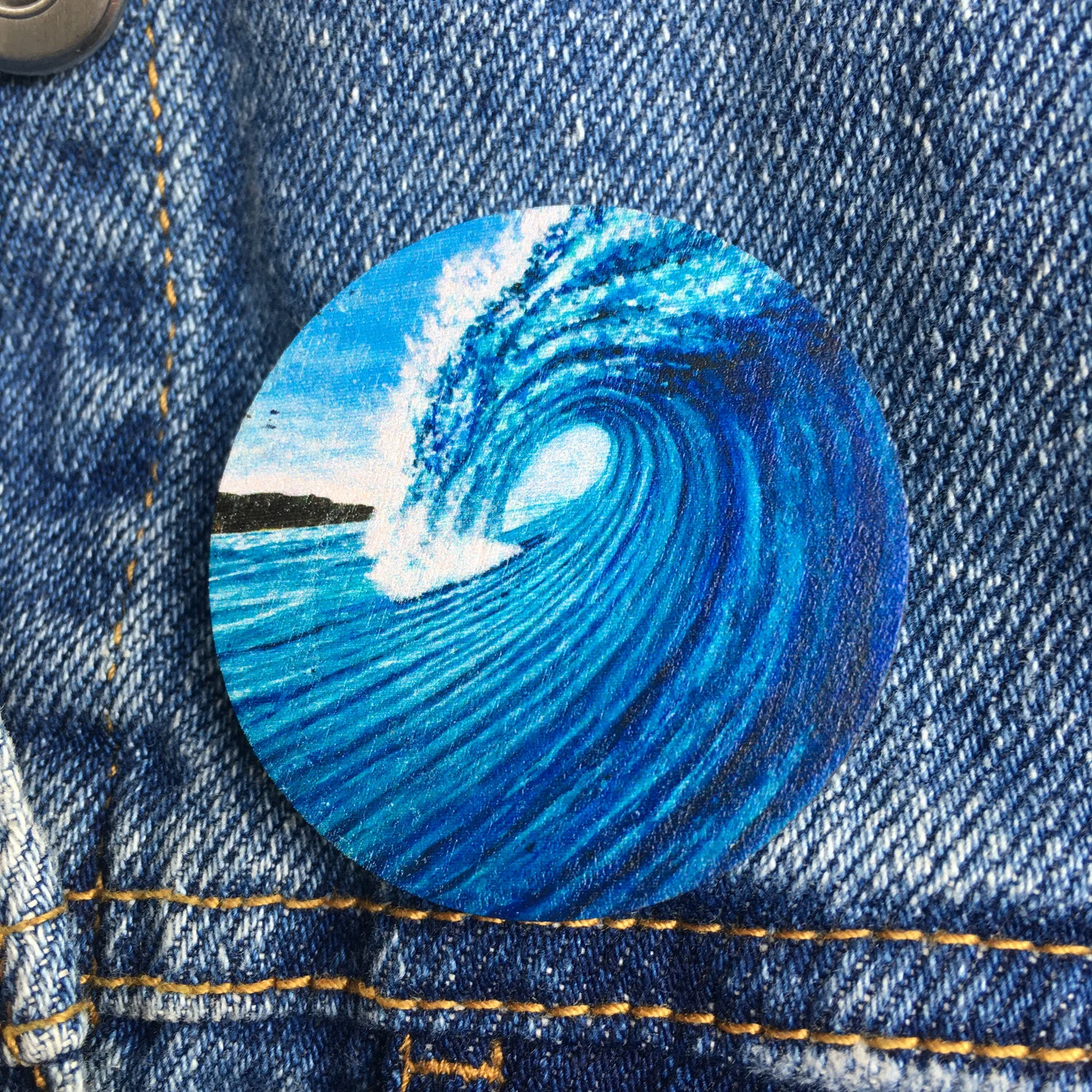 Pack of 4 Surf Inspired Pin Badges, Surf Art, Surf Gift