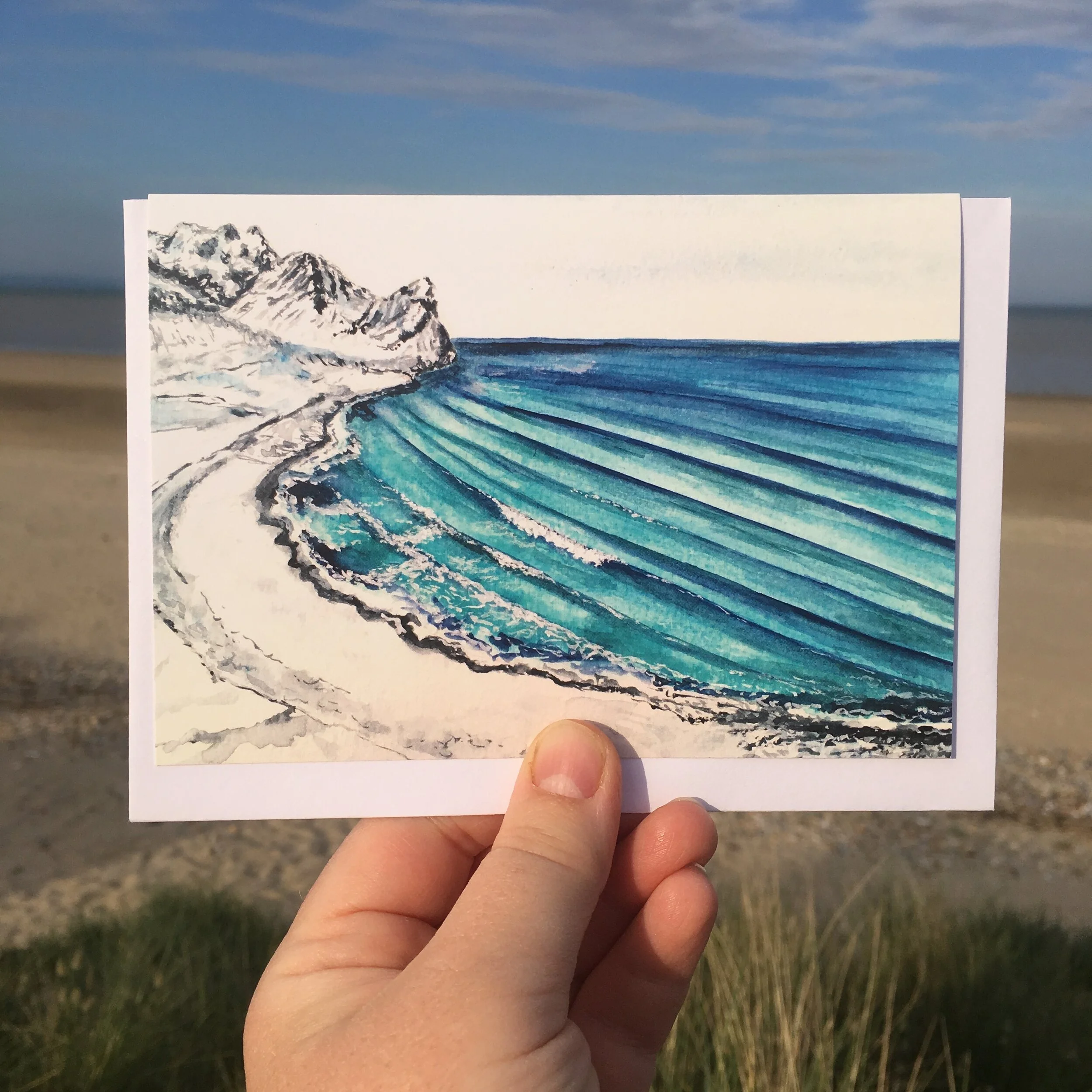 The Endless Winter, Pack of 4 - Art Greetings Cards, Surf Cards, Beach Cards, Surf Gift, Christmas Card