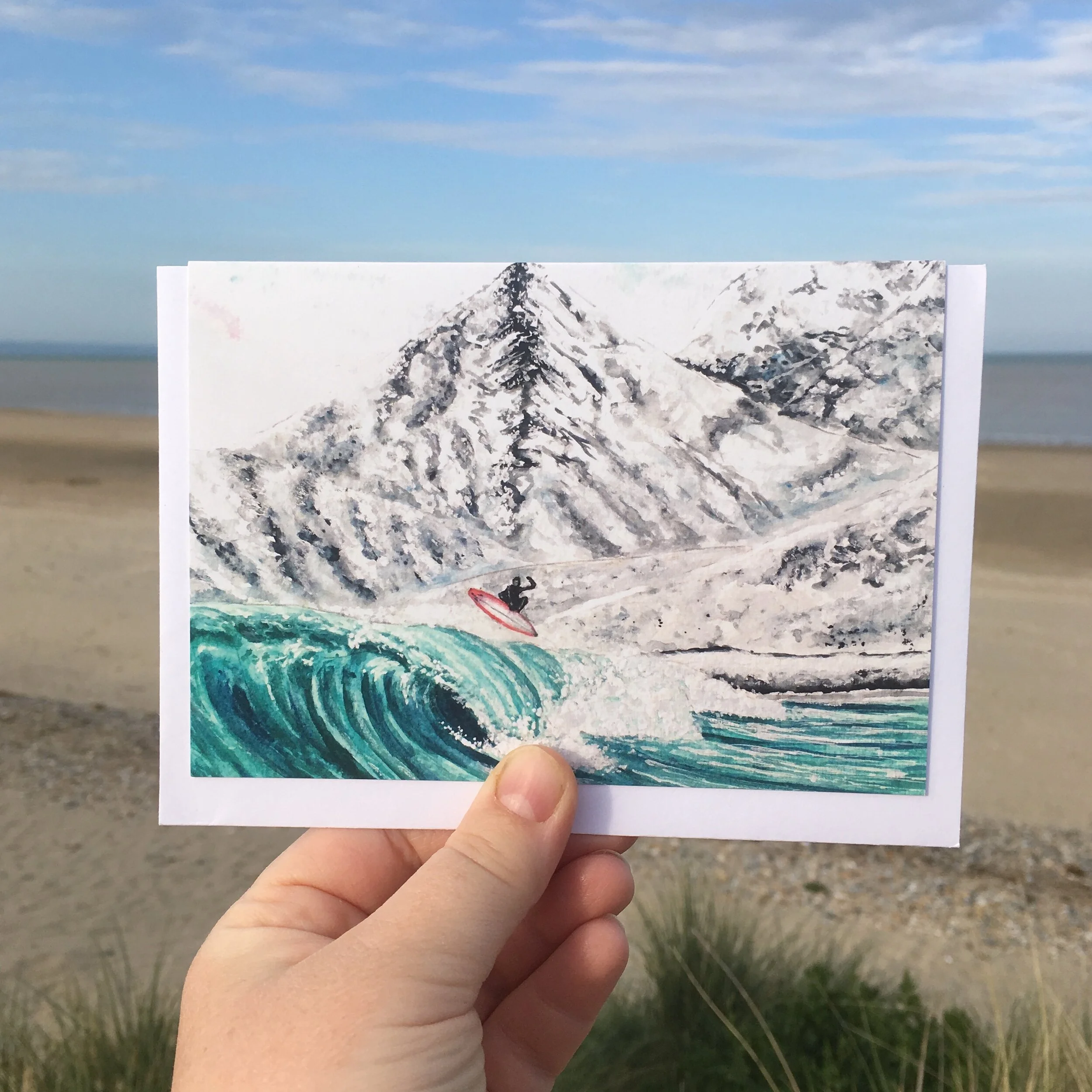 The Endless Winter, Pack of 4 - Art Greetings Cards, Surf Cards, Beach Cards, Surf Gift, Christmas Card