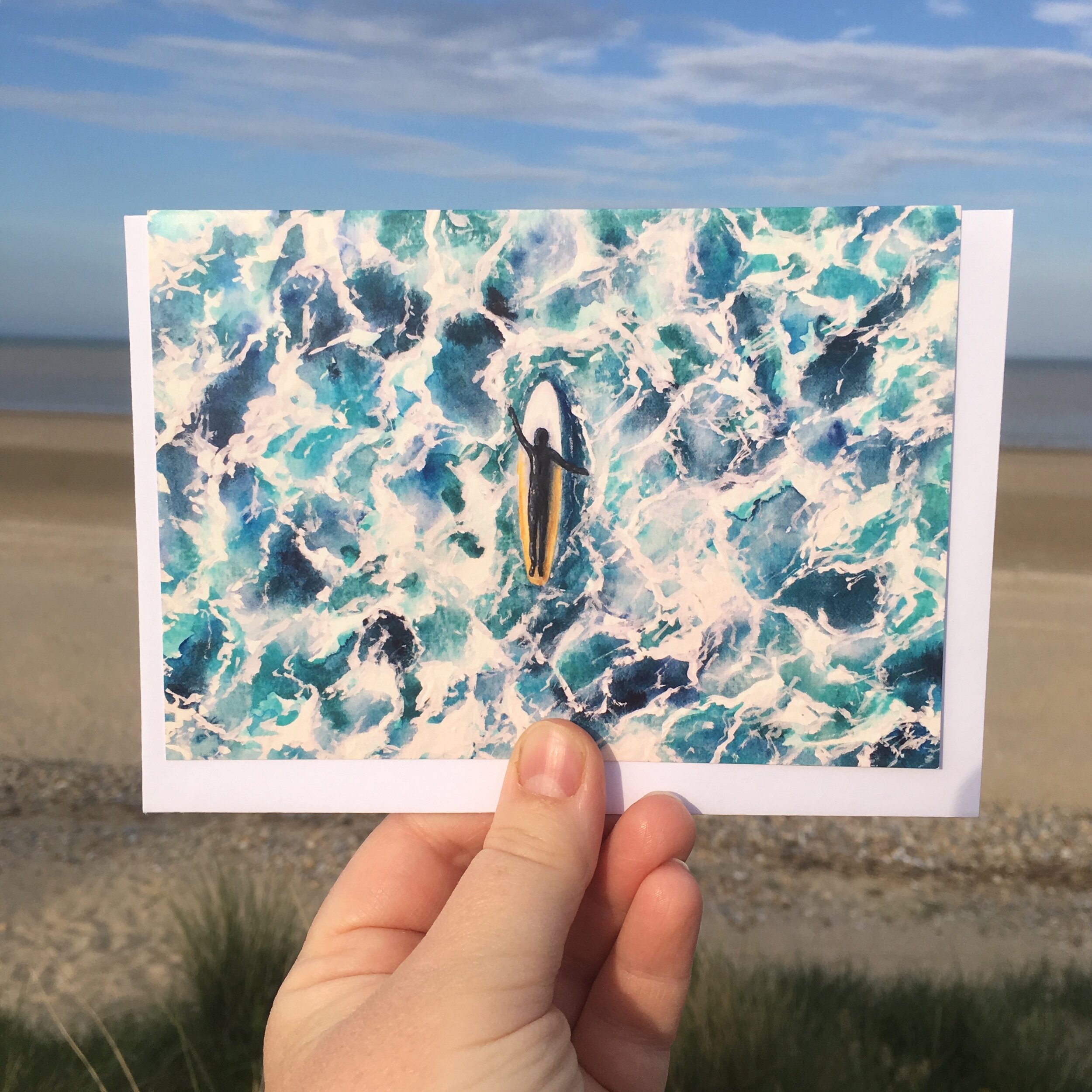 The Endless Winter, Pack of 4 - Art Greetings Cards, Surf Cards, Beach Cards, Surf Gift, Christmas Card