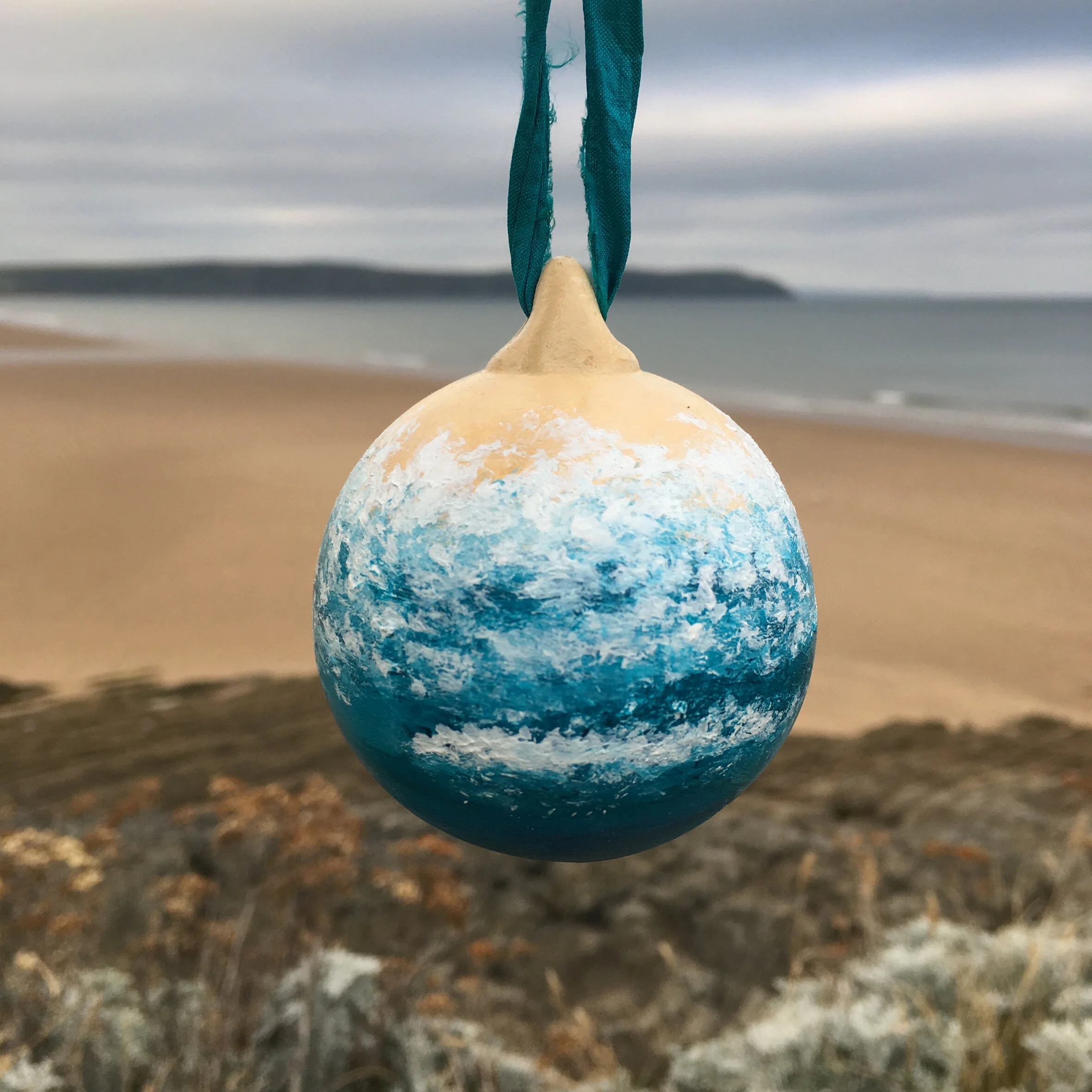 Hand Painted Ocean Ceramic Bauble - Beach Bauble, Surf Bauble, Ocean Bauble, Surf Gift, Christmas Gift, Christmas Bauble