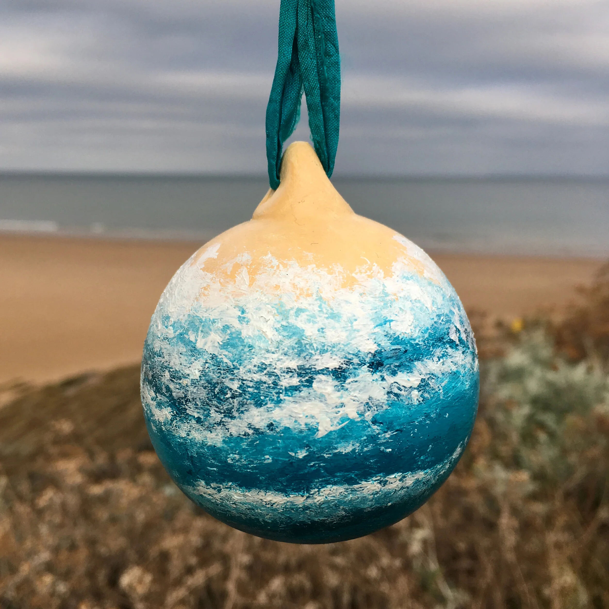 Hand Painted Ocean Ceramic Bauble - Beach Bauble, Surf Bauble, Ocean Bauble, Surf Gift, Christmas Gift, Christmas Bauble