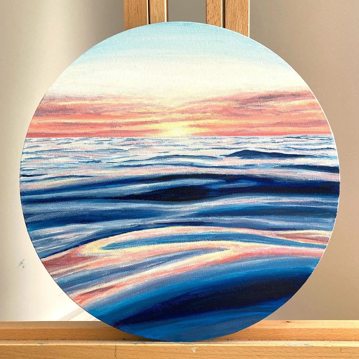 Evening Glow by Joy Clifton, Seascape Acrylic Painting, Coastal Art, Surf Art
