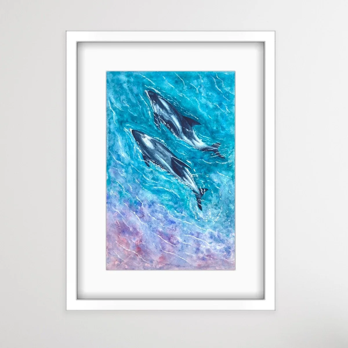 Our Shores, White Beaked Dolphin by Joy Clifton, Dolphin Art, Seascape, Ocean Art, Wildlife Painting