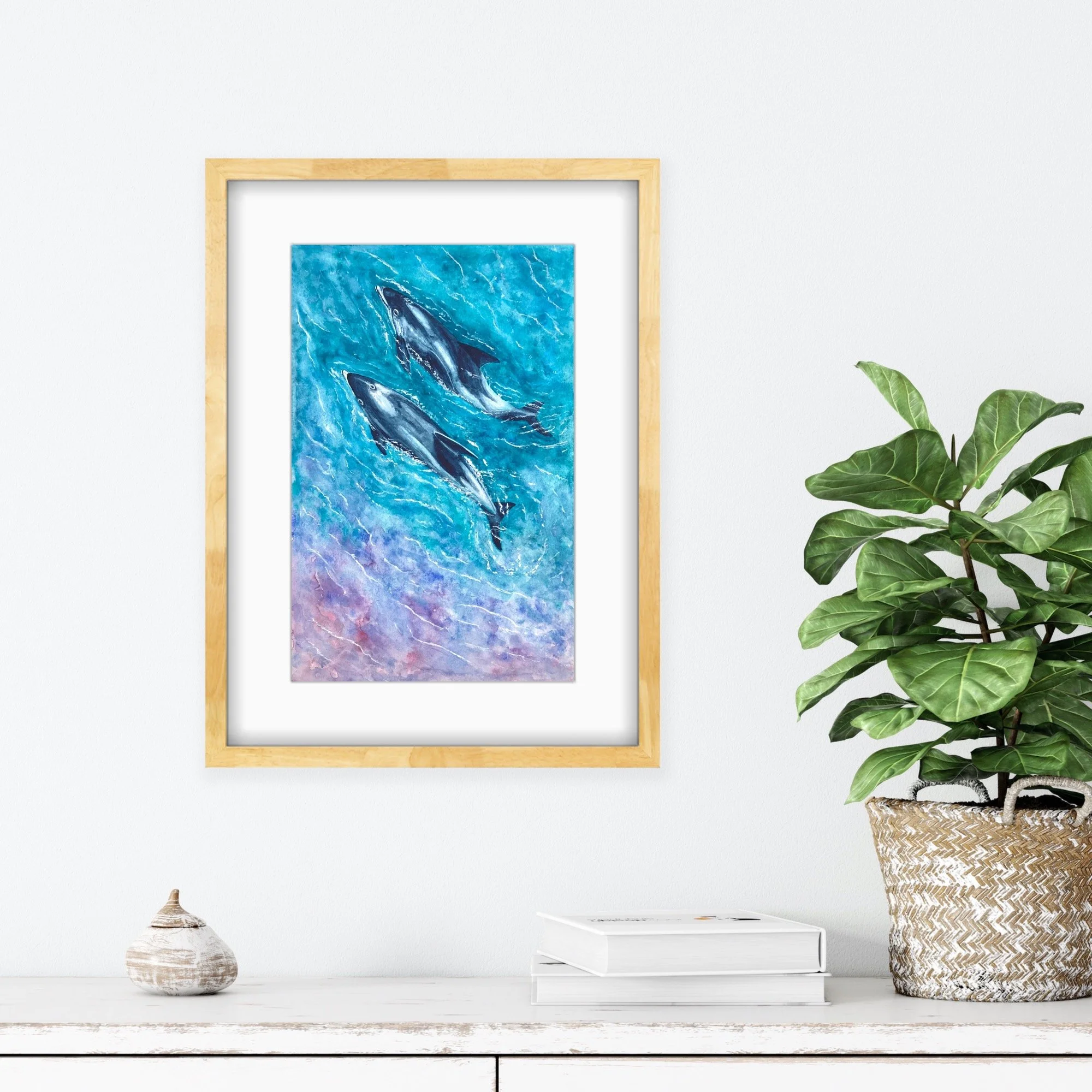 Our Shores, White Beaked Dolphin by Joy Clifton, Dolphin Art, Seascape, Ocean Art, Wildlife Painting