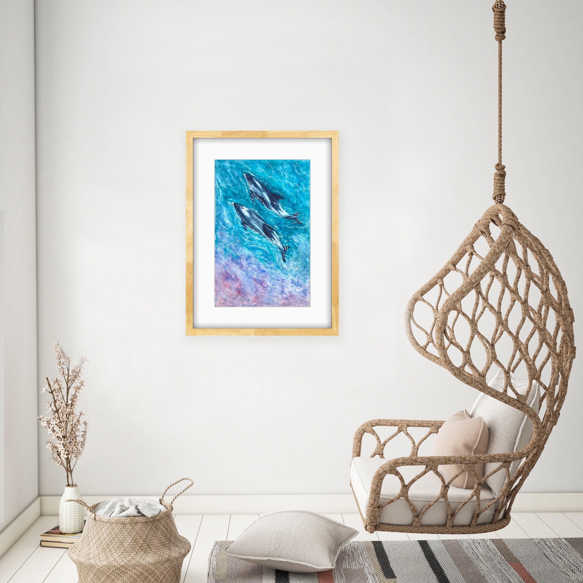 Our Shores, White Beaked Dolphin by Joy Clifton, Dolphin Art, Seascape, Ocean Art, Wildlife Painting